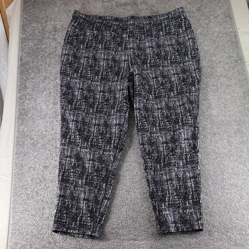 Jason Wu Pull On Black Gray Textured Pants Capri High Rise Petite Plus 1X 1XP